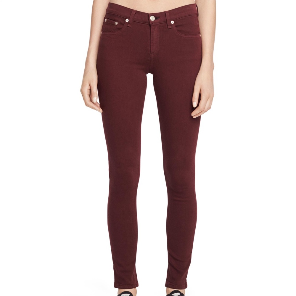 Rag & Bone Burgundy Skinny Jeans in Port Wash